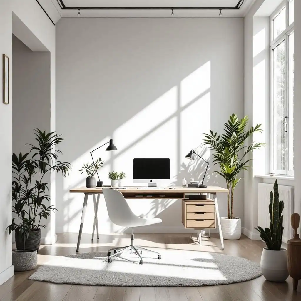 Minimalistischer Arbeitsraum mit natürlichem Licht – Atmosphäre für konzentrierte innere Arbeit